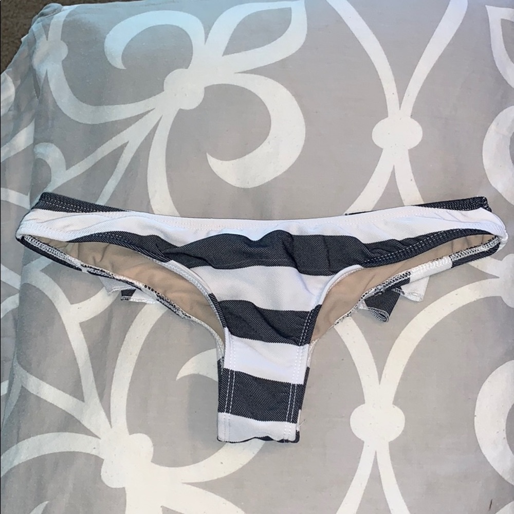 Ruffle Scrunch Butt Navy and White Striped Bikini